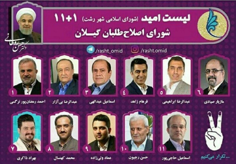 شکست لیست “امید” در انتخابات شورای شهر رشت