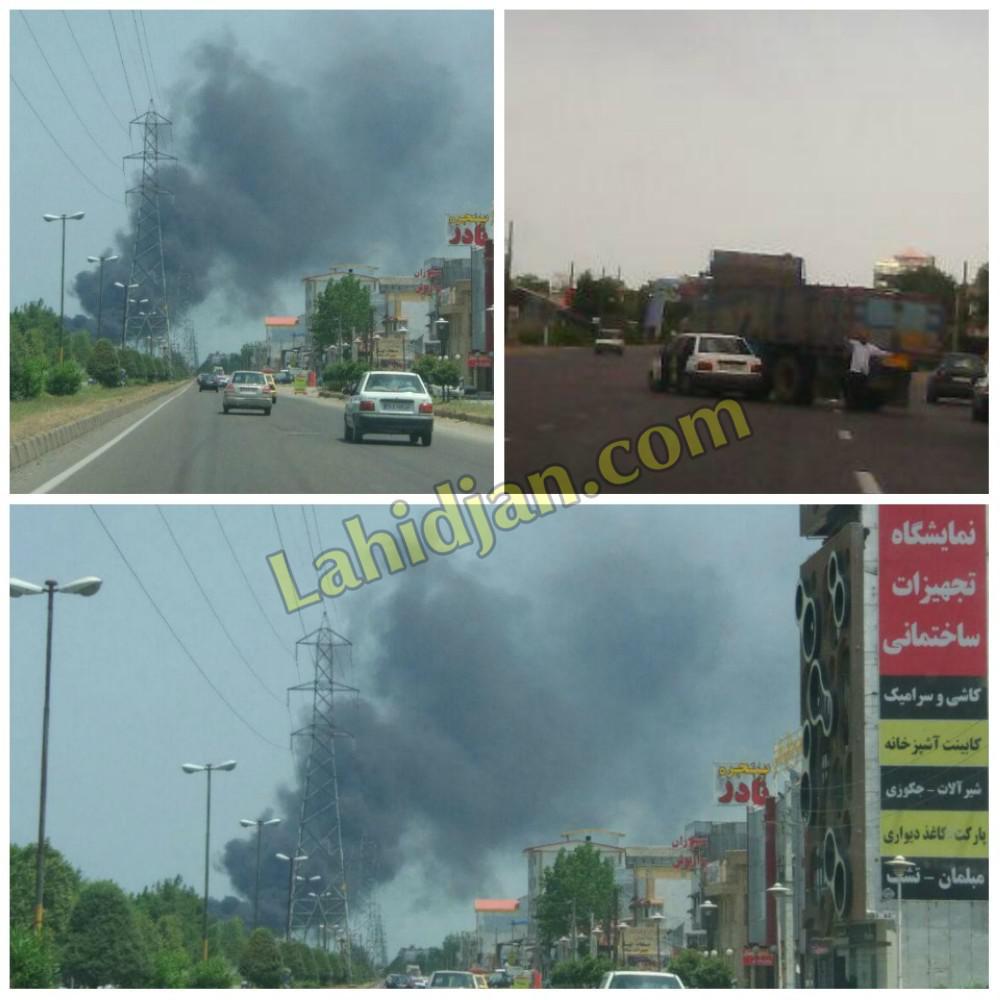 آتش سوزی یک انبار ضایعات آهن در لاهیجان