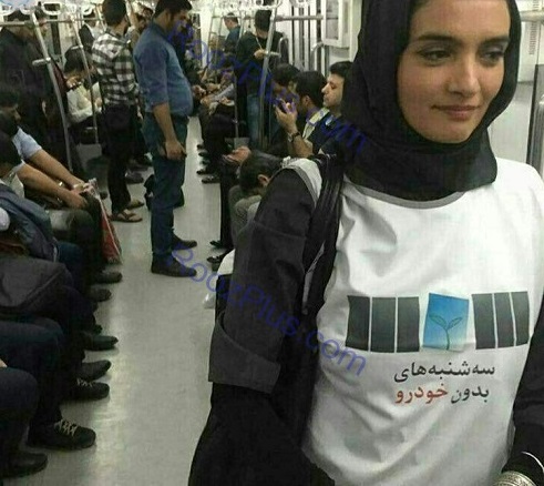 لباس عجیب خانم بازیگر ایرانی در مترو+عکس