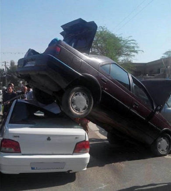 عجیب‌ترین عکس از تصادف در ایران!