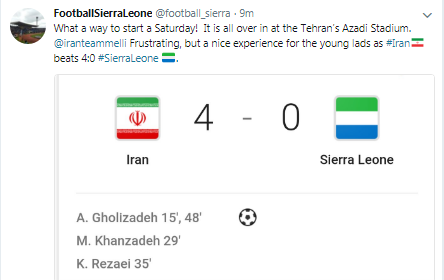 ادعای عجیب سیرالئونی ها در خصوص بازی با ایران + عکس