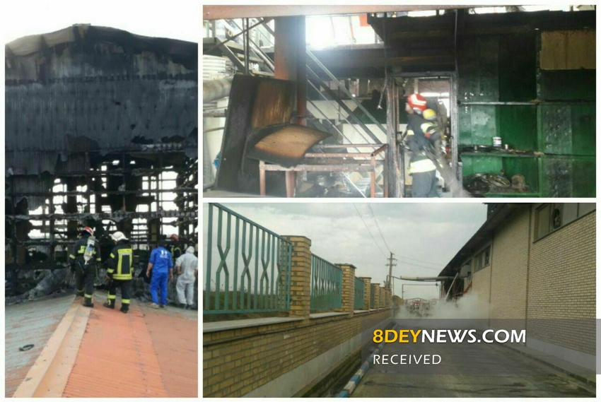 آتش سوزی در کارخانه تولید خوراک دام در شهرک صنعتی سپیدرود رشت