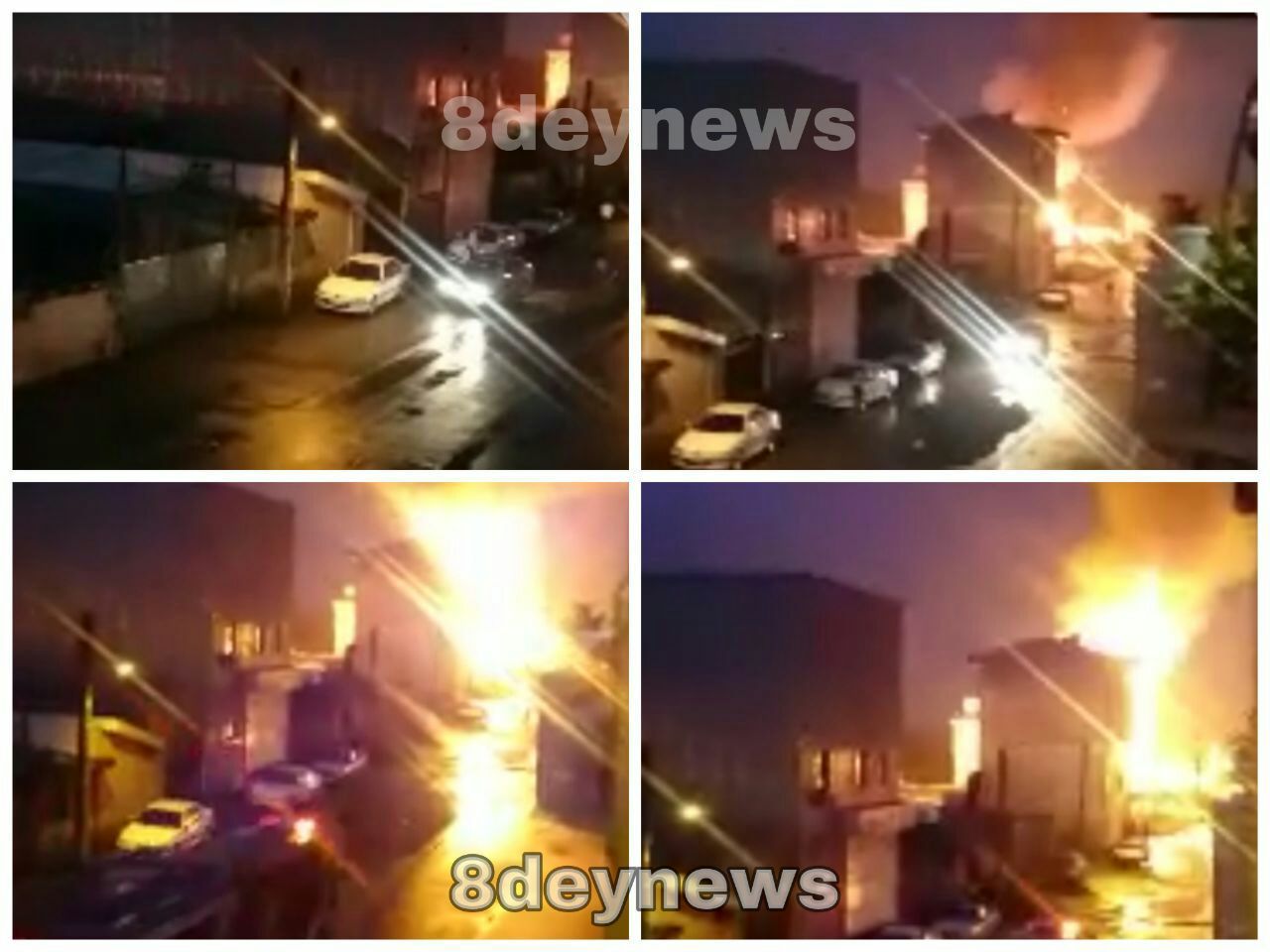انفجار و آتش سوزی شدید یک ساختمان در رشت + عکس