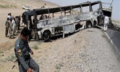 حریق اتوبوس بنز با ۴۵ مسافر در تبریز