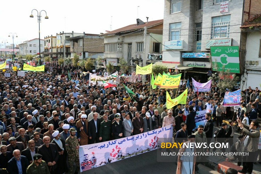 راهپیمایی مردم آستانه اشرفیه در یوم الله ۱۳ آبان + تصاویر