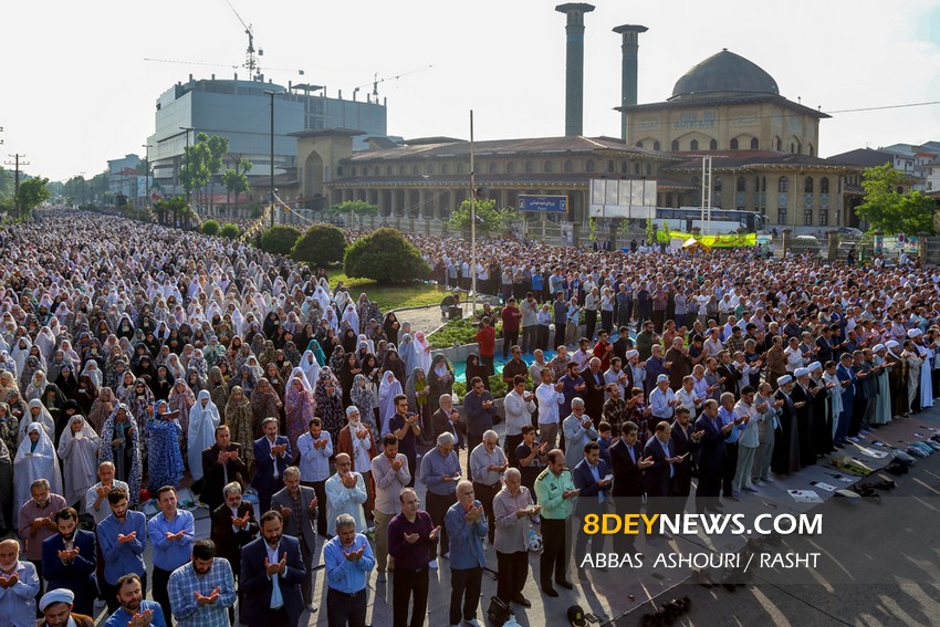 شکوه بندگی مردم رشت در نماز عید فطر + تصاویر