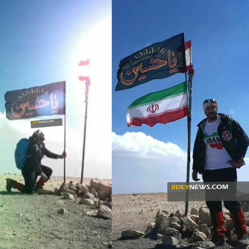 یک گیلانی پرچم “یاحسین” را برفراز بلندترین قله سرزمین مقاومت به اهتزار درآورد + فیلم