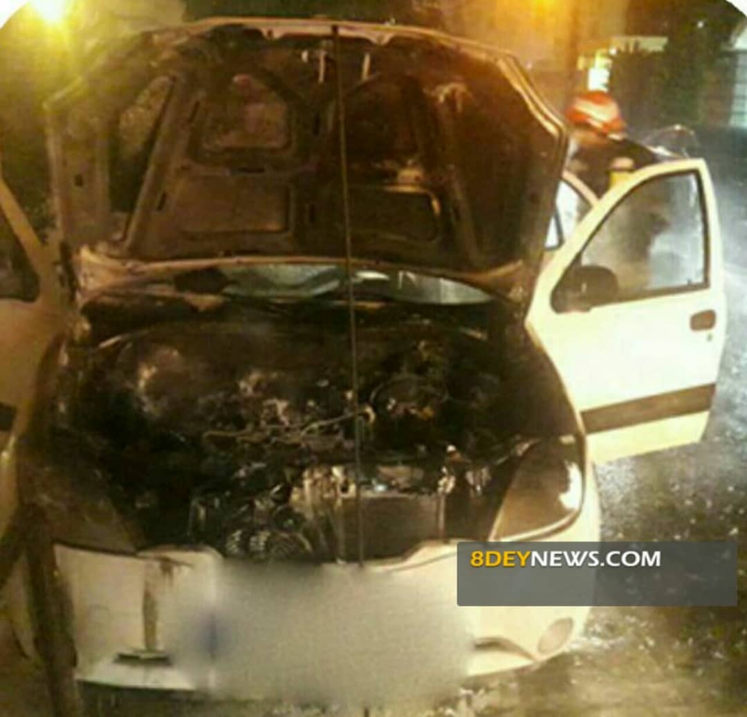 آتش سوزی خودروی تیبا در رشت، آسیب جانی نداشت+تصاویر