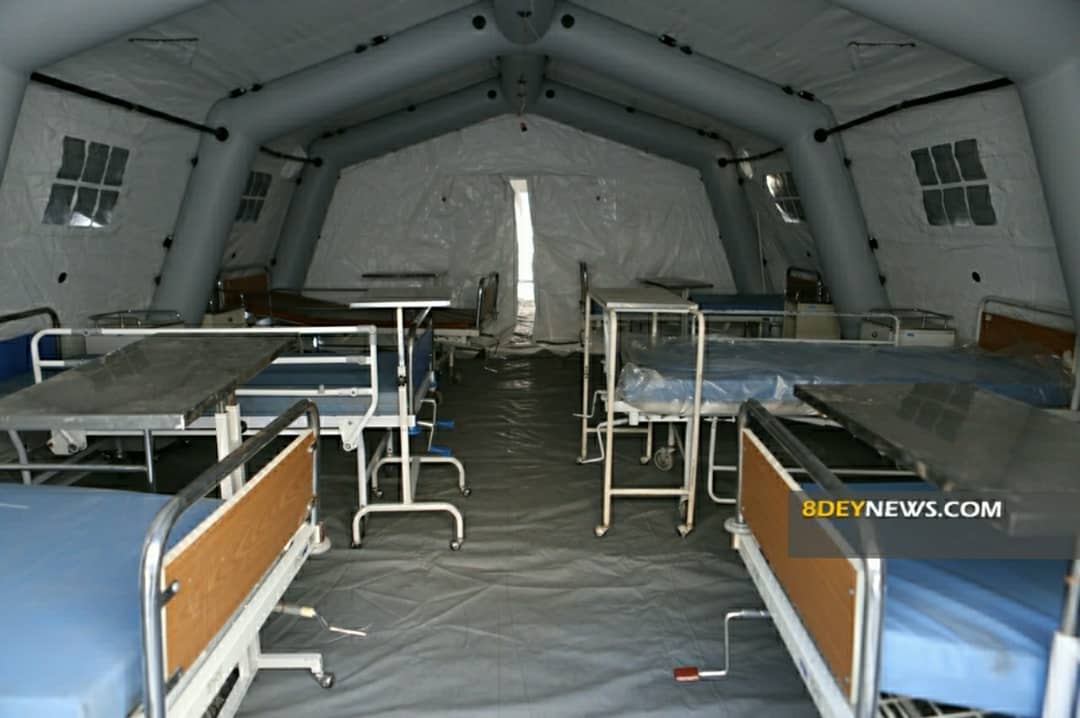 بیمارستان سیار نیروی دریایی سپاه برای مقابله با کرونا در خدمت مردم گیلان است