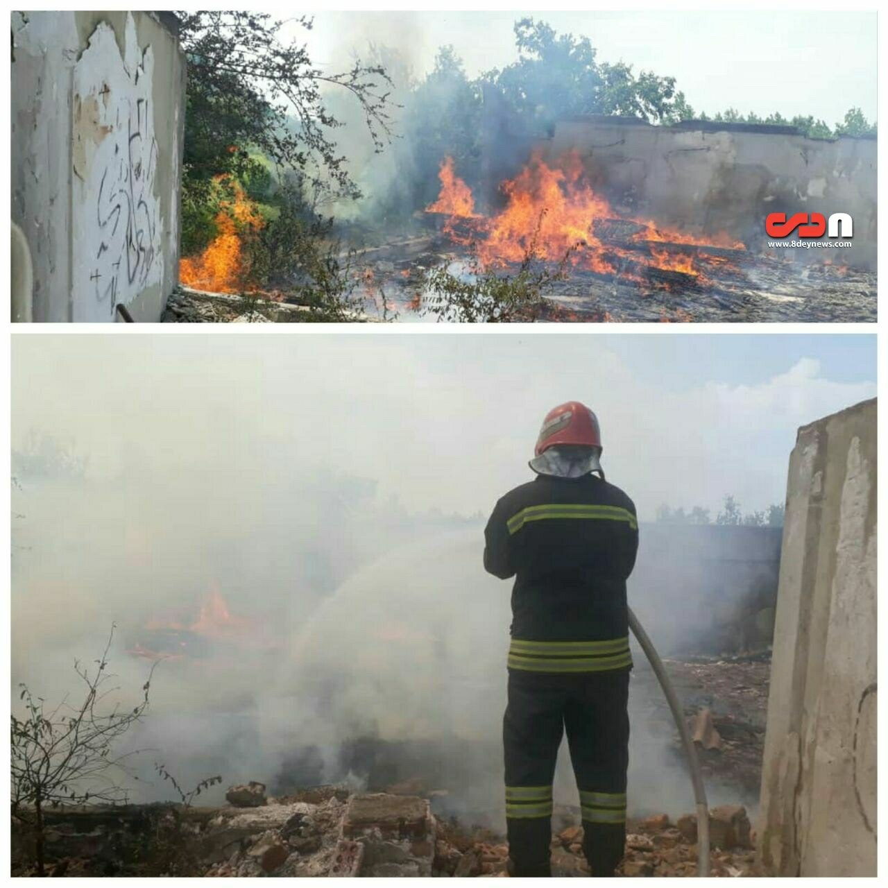 آتش سوزی علفزار و ضایعات در جاده جیرده _ رشت + عکس