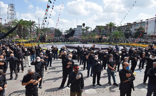 برگزاری مراسم عزاداری اربعین در میدان شهدای ذهاب رشت