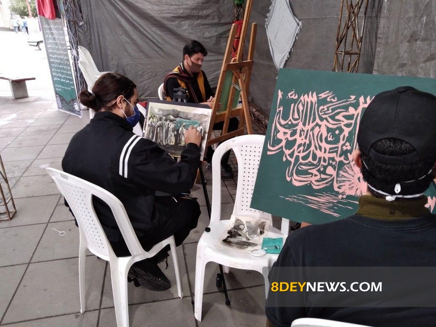 برگزاری نمایشگاه اجرای زنده نقاشی در پیاده راه فرهنگی شهرداری رشت + تصاویر
