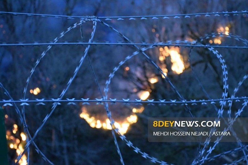 آخرین وضعیت آتش سوزی در نوار مرزی آذربایجان و ایران + تصاویر