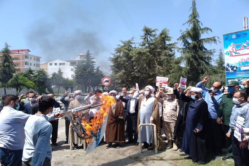 تجمع اعتراضی به جنایت‌های رژیم صهیونیستی در آستارا برگزار شد
