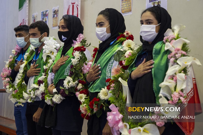 تصاویر| مراسم استقبال از قایقرانان گیلانی تیم ملی ایران در بندرانزلی