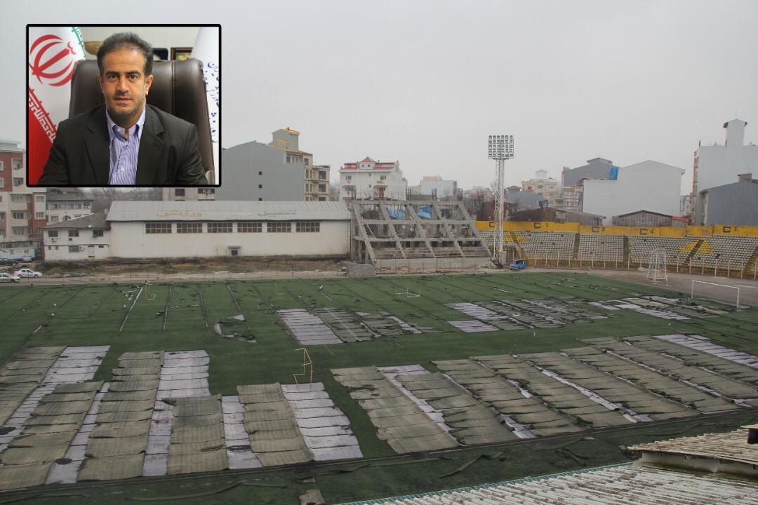 تجهیز زمین فوتبال ورزشگاه شهید عضدی رشت به چمن طبیعی